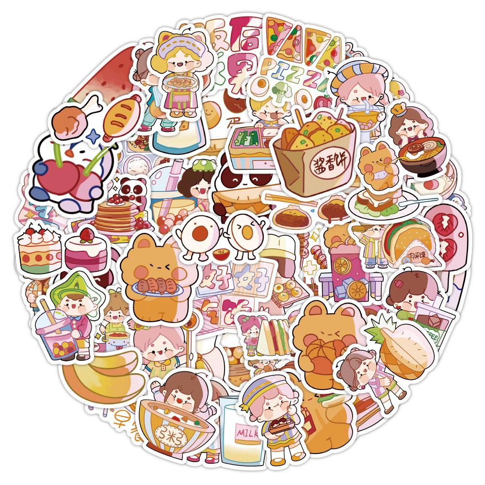 Sticker EM BÉ VÀ ĐỒ ĂN CHIBI hoạt hình cute trang trí mũ bảo hiểm,guitar,ukulele,điện thoại,sổ tay,laptop-mẫu S105