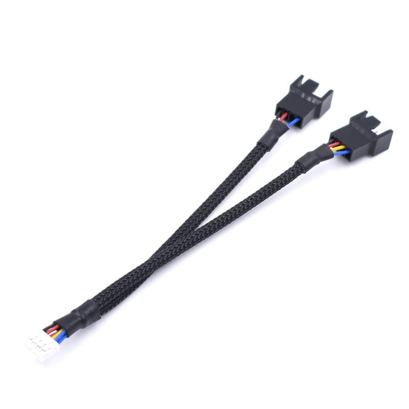 Mini 4-Pin GPU Sang Dual 4-Pin PWM Bộ Chia Quạt Cáp Có Tay Màu Đen Cho Card Đồ Họa