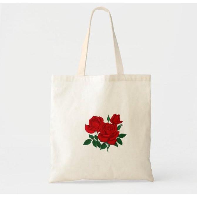 Túi vải Canvas bộ sưu tập Hoa Hồng Rose trên kích thước 38x33x10cm Trương Gia Túi Vải - Túi Canvas - Mẫu 4