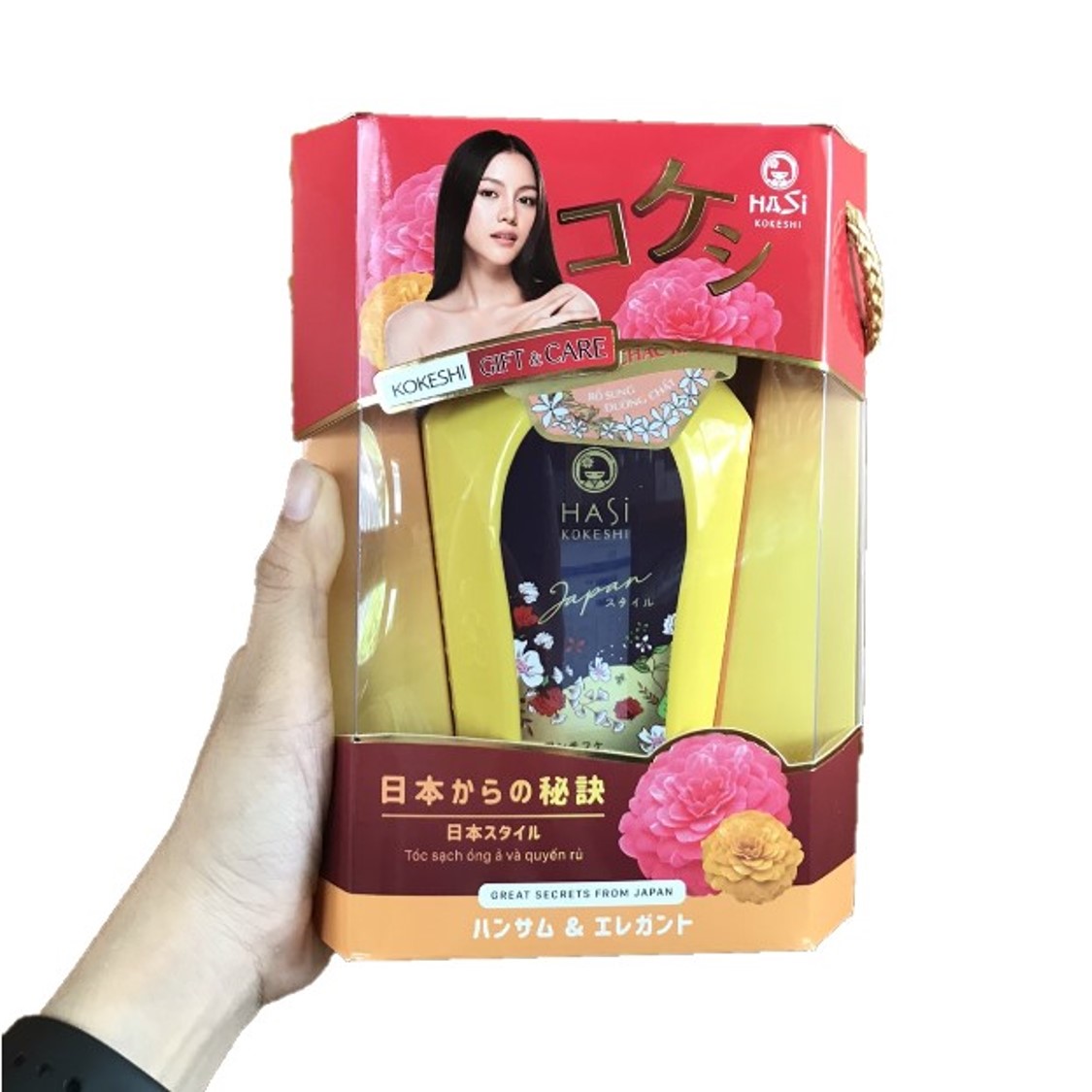 Hộp quà Dầu Gội nữ Hasi Kokeshi làm sạch &amp; ngăn ngừa gàu 450g