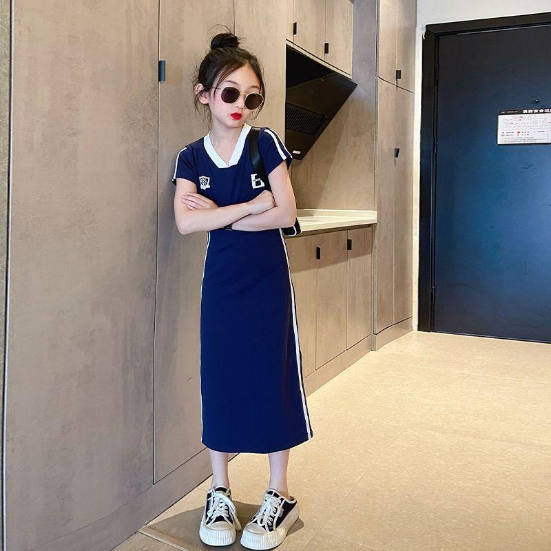 TOBE1SHOP Cô gái ăn mặc cotton mùa hè mỏng 2023 học sinh trung học cơ sở trẻ em lớn tây lưới váy vừa vặn màu đỏ