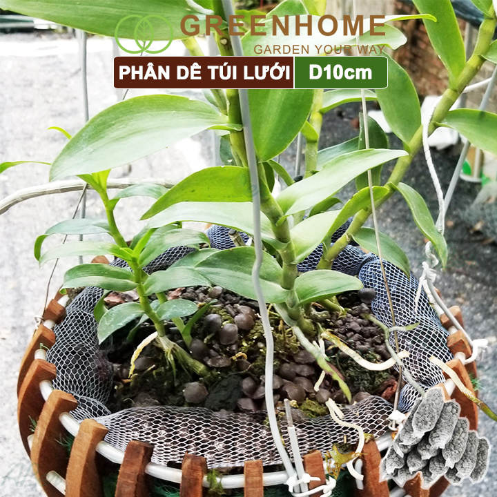 Phân dê đã qua xử lý, túi lưới dài 10cm, không mùi, kích rễ, kích hoa phong Lan, hoa hồng |Greenhome