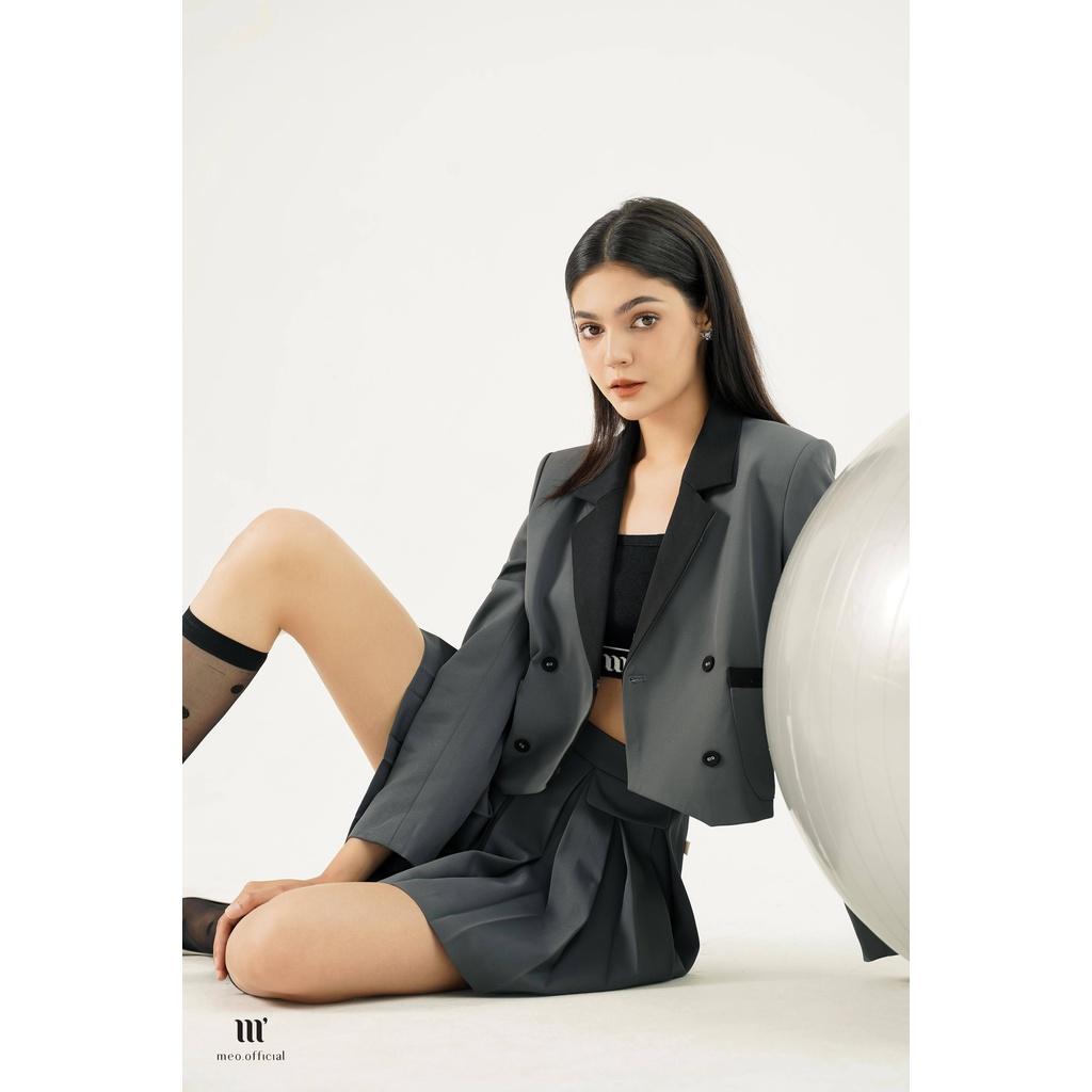 Áo blazer croptop nữ Méo shop dài tay túi hộp Fenghi
