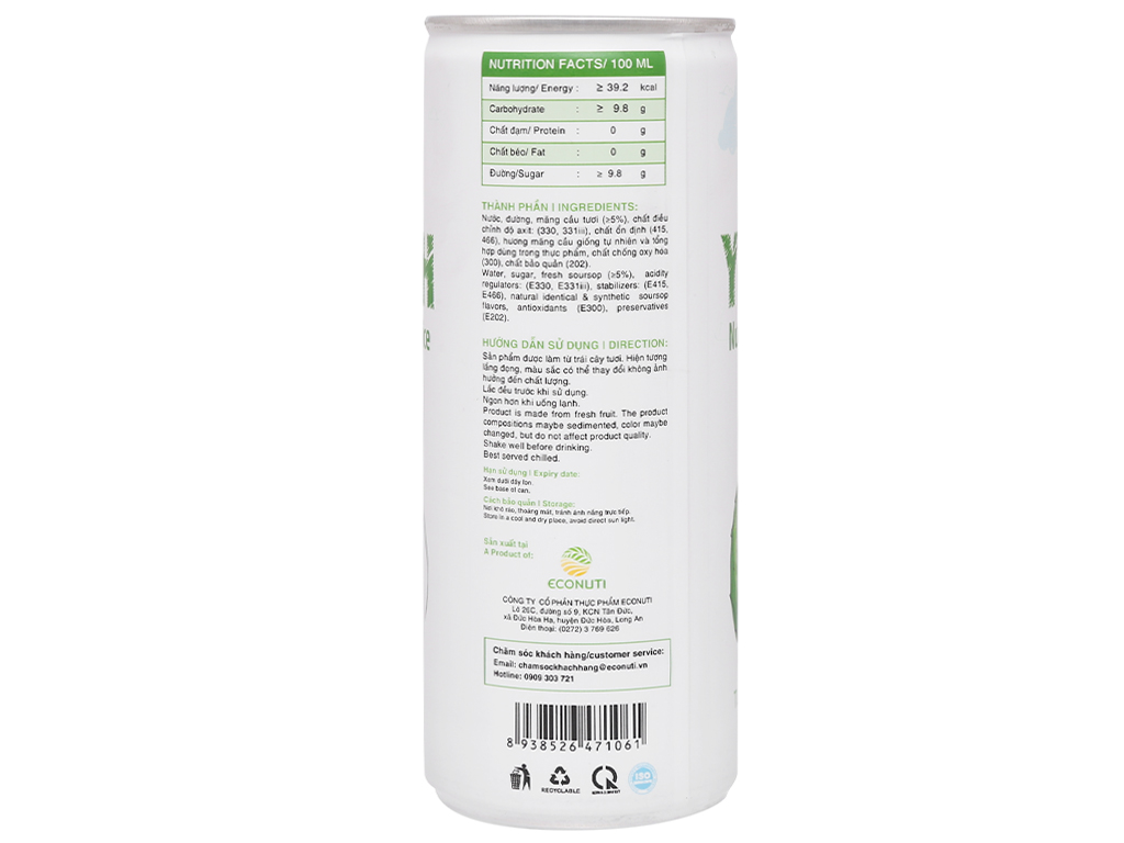 Nước ép mãng cầu từ trái cây tươi YOOH- Lốc 6 lon Bổ sung Vitamin D & các khoáng chất cần thiết cho cơ thể
