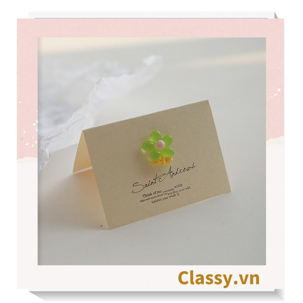 Thiệp chúc mừng Classy , thiệp đính hoa nhựa đẹp tinh tế, quà tặng sinh nhật, lễ hội Q1496