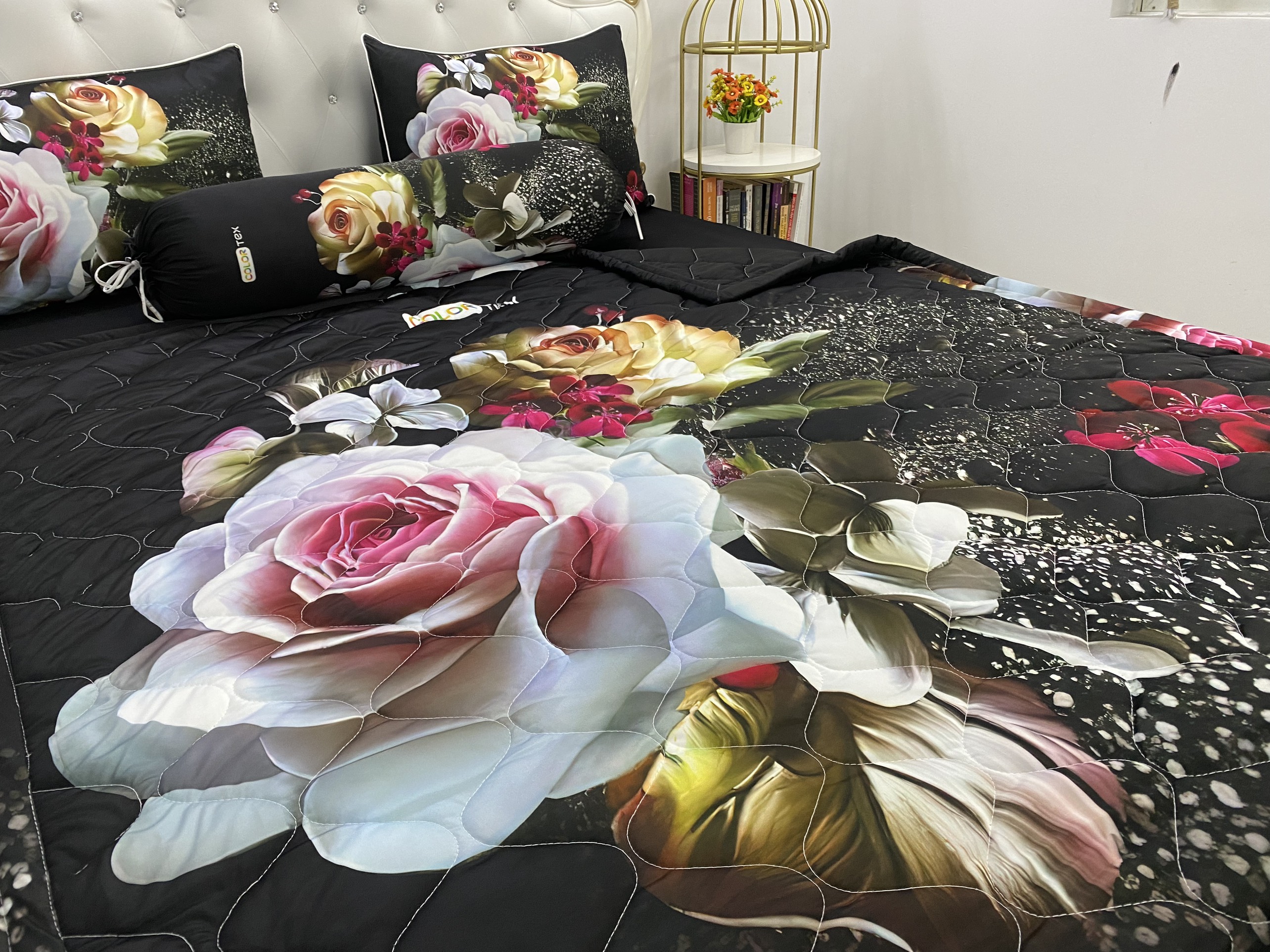 Bộ Drap mền + áo gối thun Ý 5D Cao Cấp , mát lạnh, thấm hút tốt.