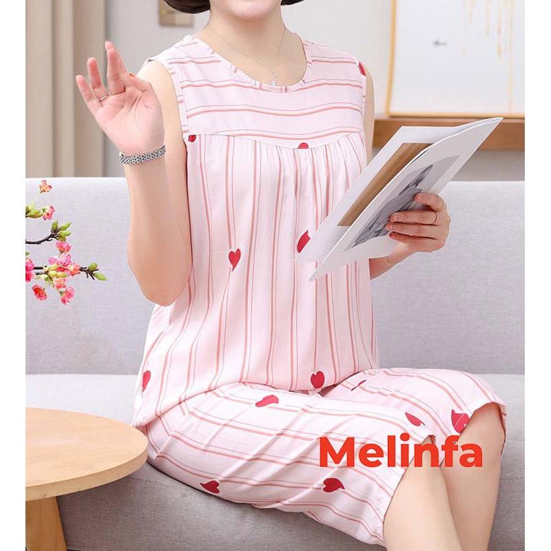 Bộ đồ ngủ ba lỗ nữ, bộ đồ lửng mặc nhà chất vải lanh cotton thoáng mát nhiều màu, bộ đồ lanh nữ mã VABD0176
