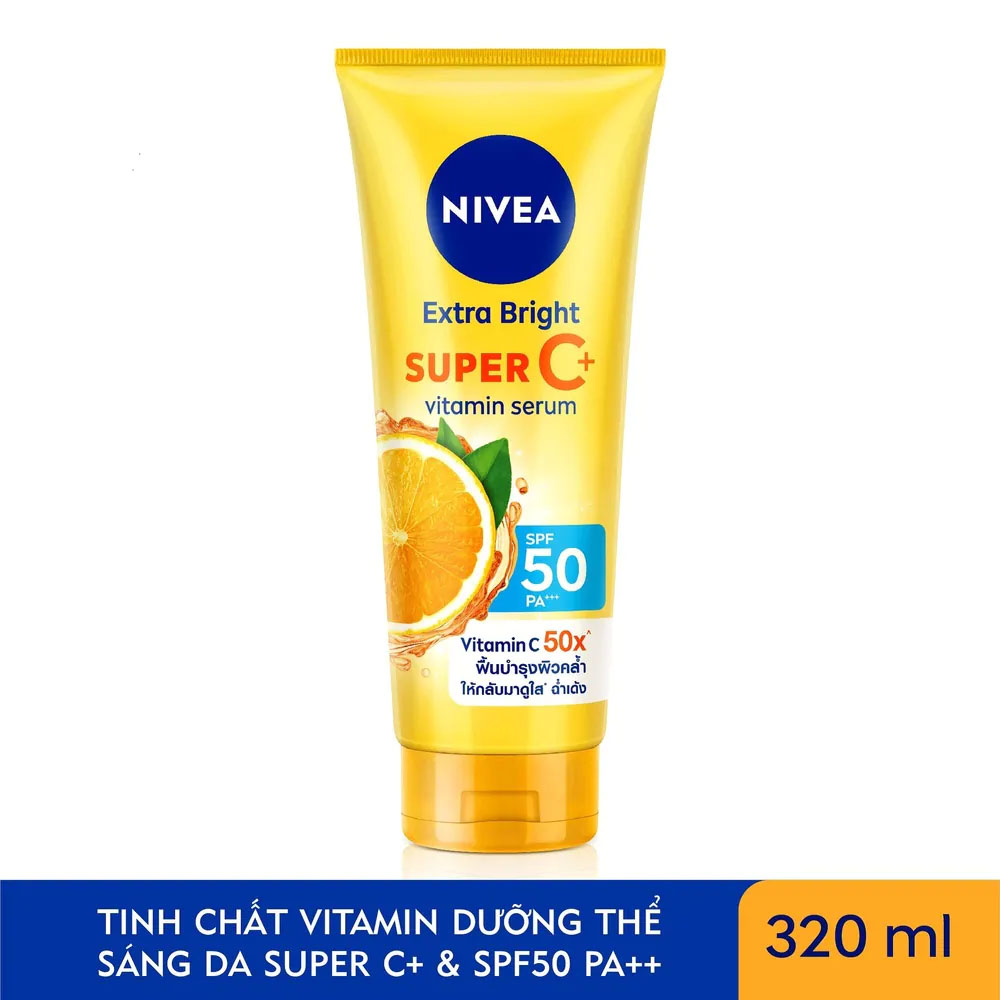 Tinh Chất Dưỡng Thể Nivea Sáng Da Extra Bright Super C+ Vitamin Serum SPF50 PA+++ 320ml