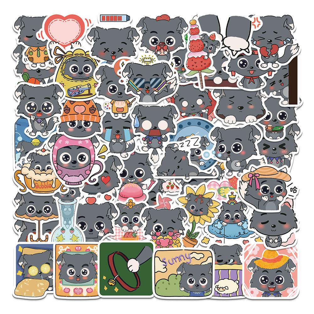 Sticker SÓI XÁM 1 hoạt hình cute trang trí mũ bảo hiểm,guitar,ukulele,điện thoại,sổ tay,laptop-mẫu S91