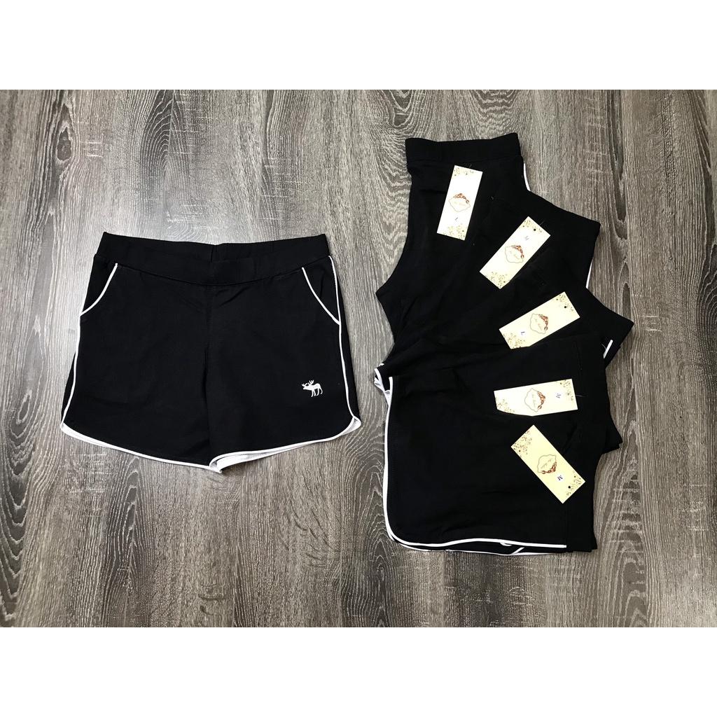 Quần đùi nữ cạp chun đen năng động vải co giãn tốt short thể thao kiểu trơn basic