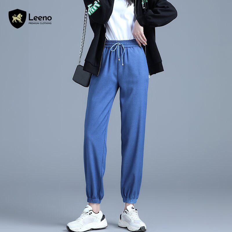 Quần Jogger nữ cạp chun bo gấu thể thao xuất dư