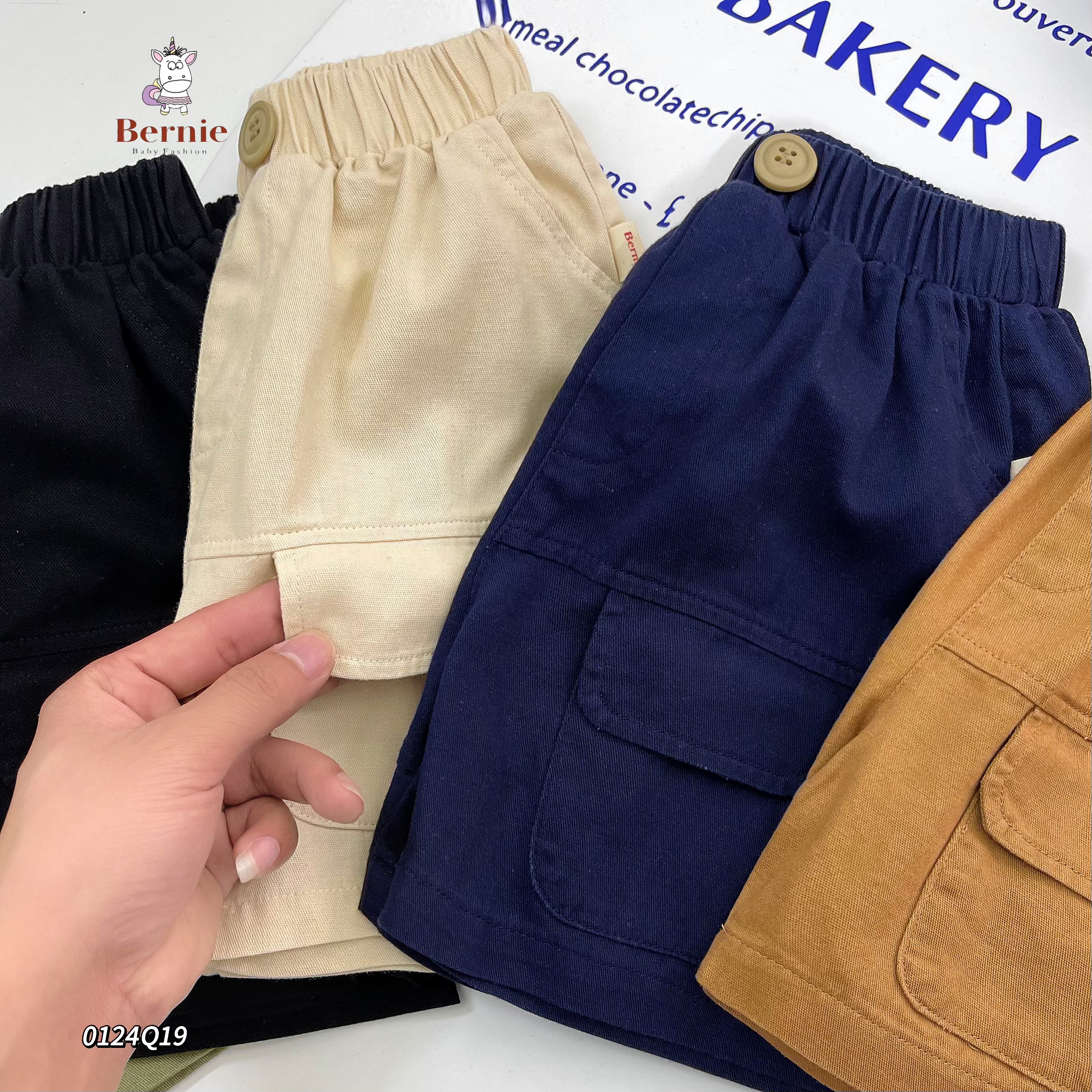 Quần short bé trai kaki 1-6 tuổi túi trước hàng Bernie vải mềm mỏng kiểu dáng khỏe khắn thời trang