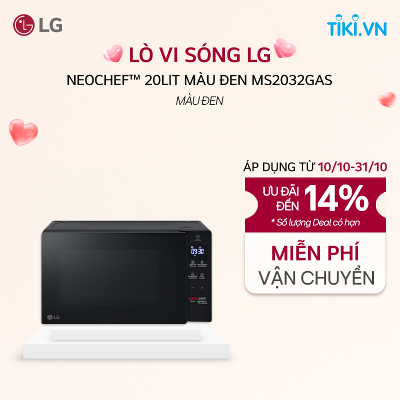 [Chỉ giao Miền Bắc/Nam] Lò Vi Sóng LG NeoChef 20l màu Đen MS2032GAS - Hàng chính hãng