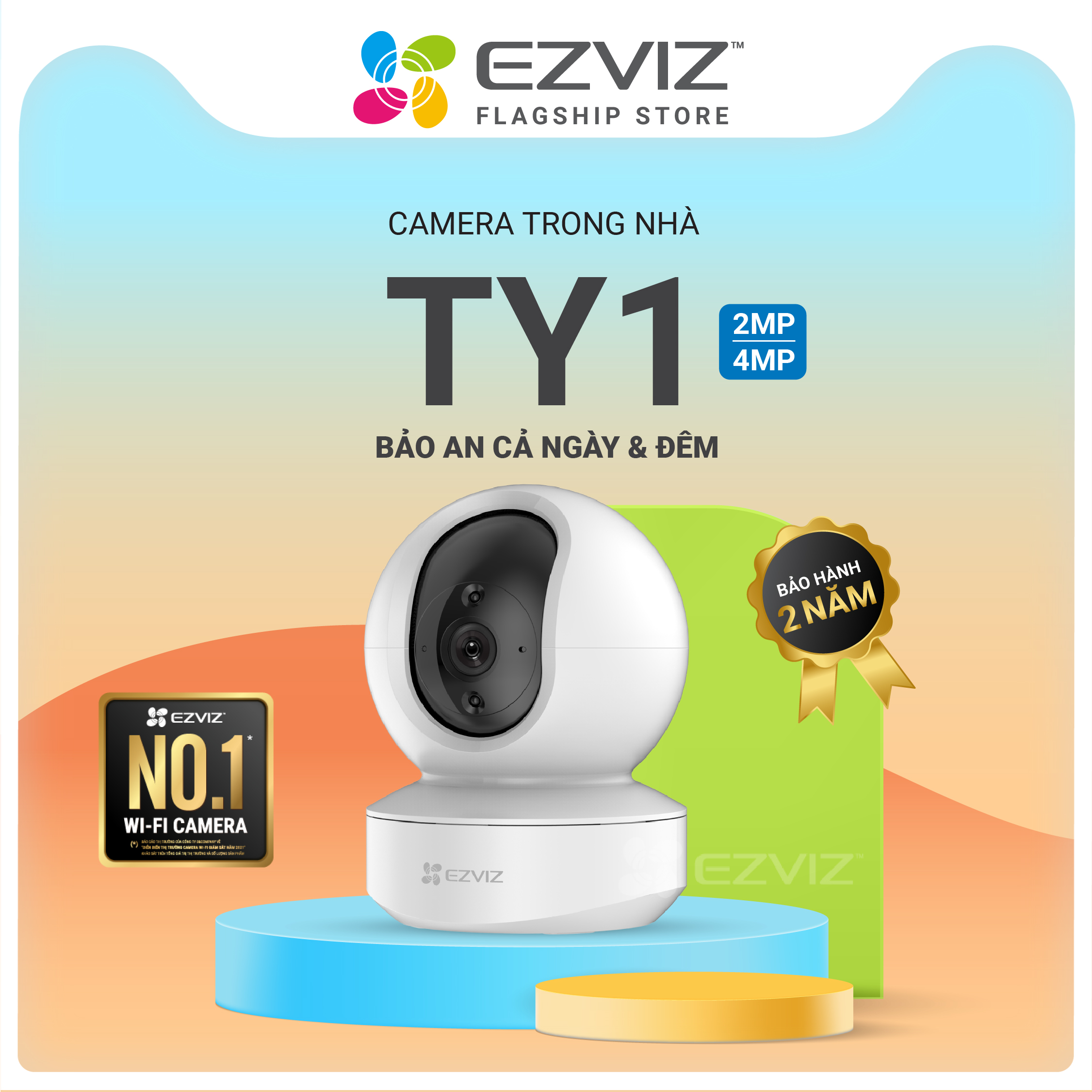 Combo Camera Wi-Fi EZVIZ TY1 FHD 1080p, Trong Nhà, Kèm Thẻ Nhớ  32GB/64GB - Hàng Chính Hãng