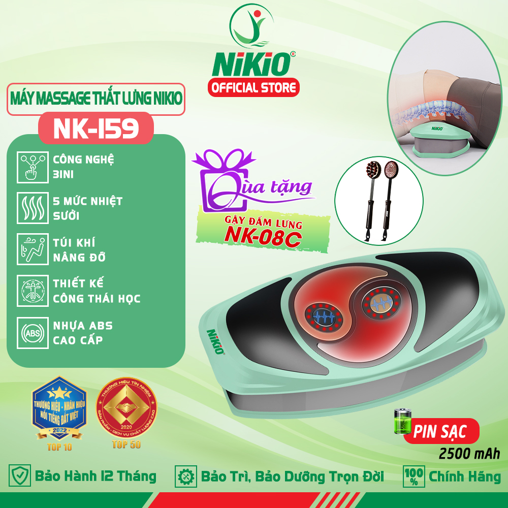 Máy massage lưng cột sống đa năng Nikio NK-159 - Giải pháp hỗ trợ giảm đau nhức mỏi lưng