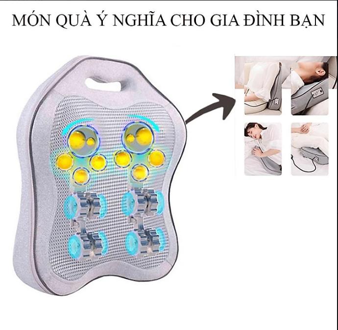 Gối Massage Toàn Thân Cao Cấp, Máy Massage Lưng Cột Sống 16 Bi Hồng Ngoạị Giúp Giải Tỏa Mệt Mỏi Và Căng Thẳng ( Sạc Điện)