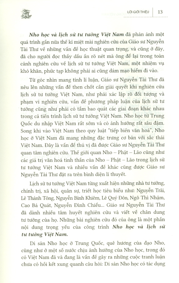 Nho Học Và Lịch Sử Tư Tưởng Việt Nam