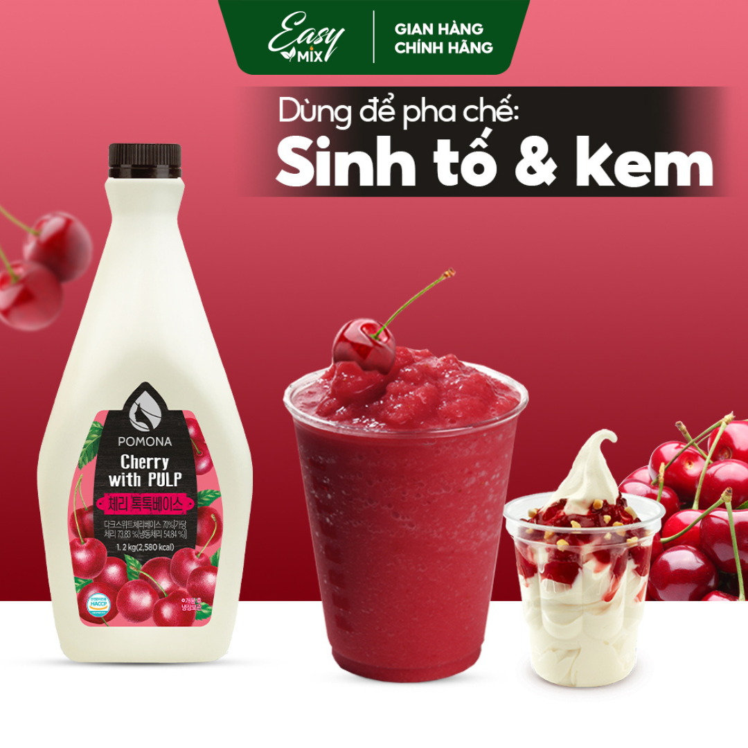 Mứt Anh Đào Cô Đặc Pomona Cherry Concentrate Nguyên Liệu Pha Chế Trà Sữa Trà Trái Cây Hàn Quốc Hàn Quốc 1,2kg