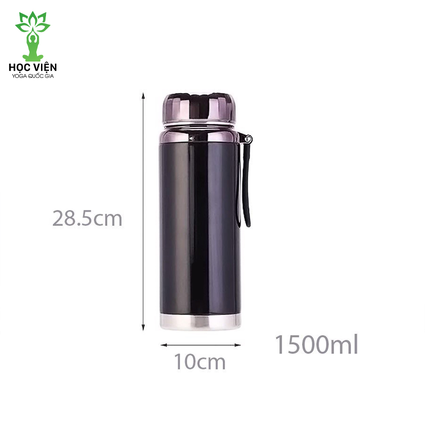 Bình Giữ Nhiệt Kim Cương 1000ml và 1200Ml Inox 304- Học Viện Yoga QG- Chống Rỉ Set, Nắp Đậy Chặt, Giữ Nhiệt Nóng Lạnh Tốt 6- 8h, Quai Đeo Chắc Chắn, Thiết Kế Sang Trọng, Màu Sắc Thanh Lịch, Tiện Lợi, Pha Lọc Trà, Hàng Chính Hãng