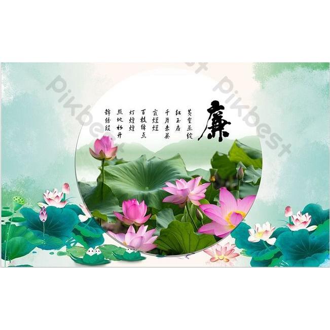 Tranh dán tường Tranh sen nghệ thuật sinh động, tranh dán tường 3d hiện đại
