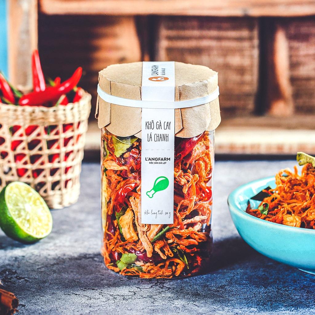 Hình ảnh Khô gà cay lá chanh L'angfarm, 100g, hũ, mẫu tobita