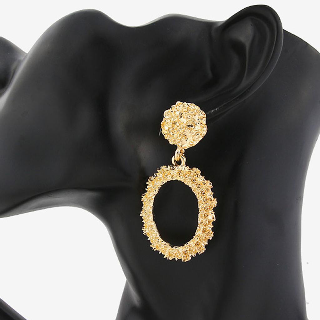 Dangle Earrings Oval Hoop Court Ear Drop Golden