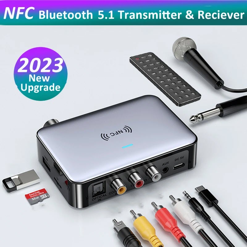 Bộ Thu Phát Âm Thanh DAC M16 Pro 3 Trong 1 Công Nghệ NFC Và Bluetooth 5.1 Hỗ Trợ Kết Nối Optical Coaxial AUX RCA USB TF. 3 IN 1 NFC Bluetooth 5.1 Receiver Transmitter Optical Coaxial AUX RCA USB TF Wireless Audio Adapter Digital to Analog Converter