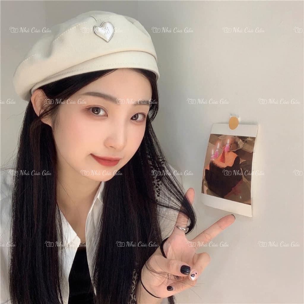Mũ nồi trái tim chất vải da lộn mịn tưng luôn, sờ chất thích mê ạ