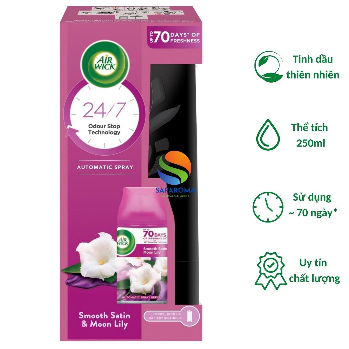 Combo 2 Bộ xịt thơm phòng tự động Air.Wick 250ml, nhập khẩu Châu Âu