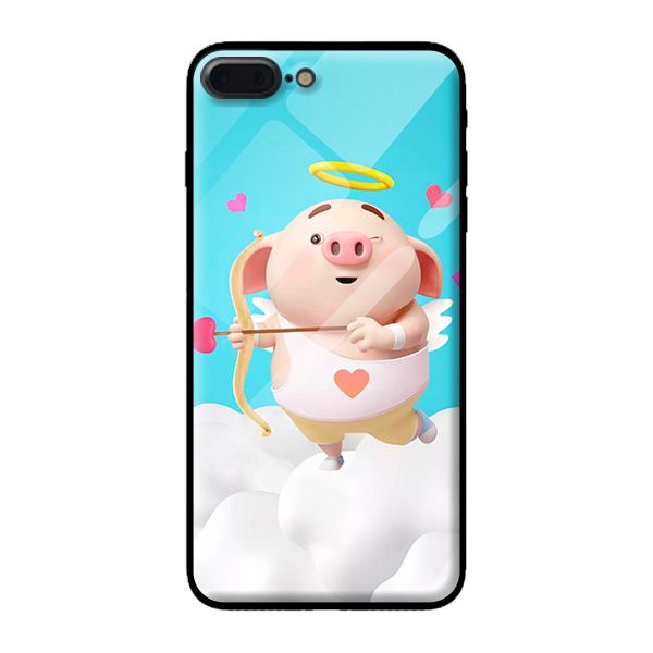 Ốp kính cho Iphone 8 Plus mẫu LOVE HEO 2 - Hàng chính hãng