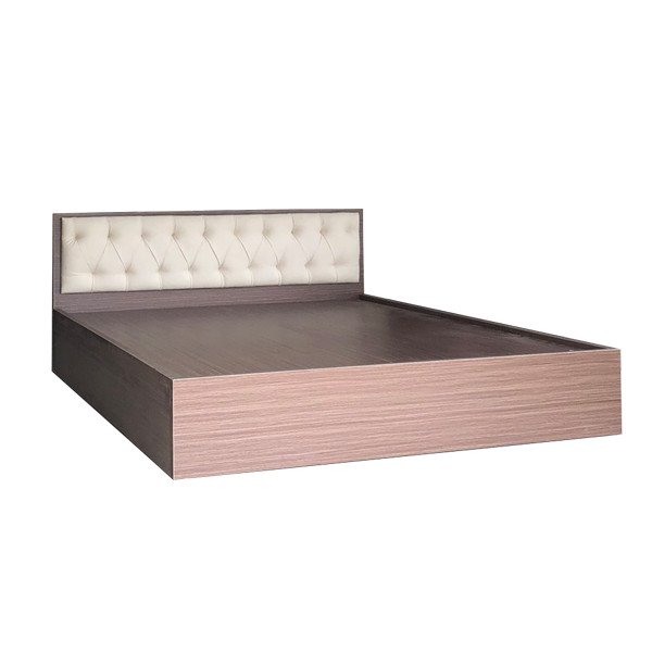 Giường Ngủ Gỗ MDF Phủ Melamine Bọc Nệm Kem Hiện Đại Màu Nâu HK 340