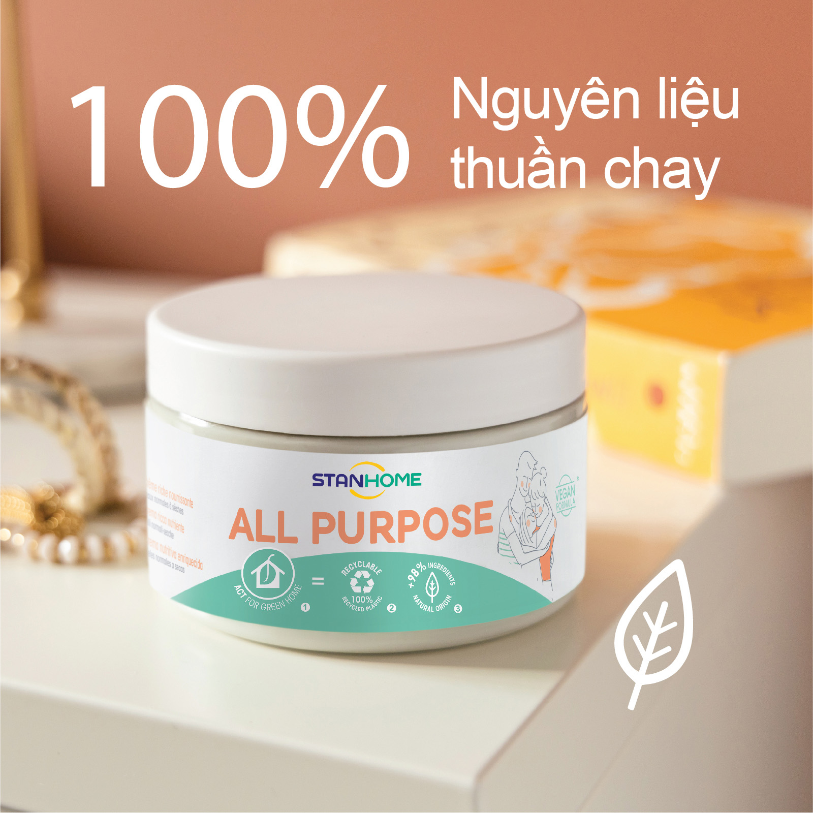 Kem dưỡng ẩm làm dịu, làm mềm cho da khô & da nhạy cảm Stanhome Family Expert  All Purpose 300ml/hũ