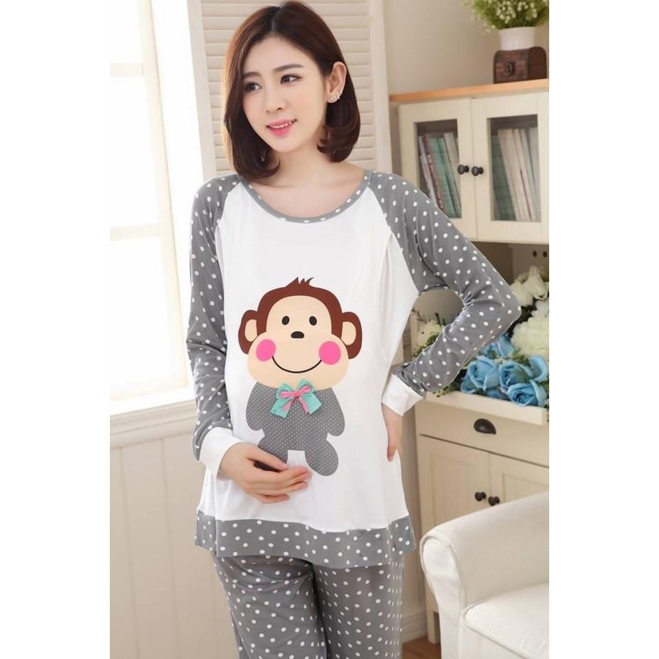 Bộ bầu  dài tay mặc nhà cho con bú