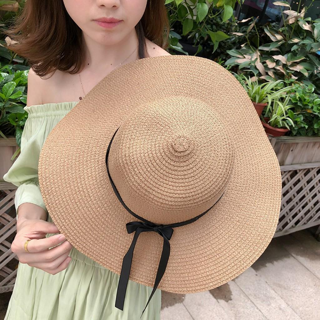 Mũ cói rộng vành, nón cói rộng vành đi biển, đi du lịch, phong cách cổ điển thanh lịch dành cho nữ