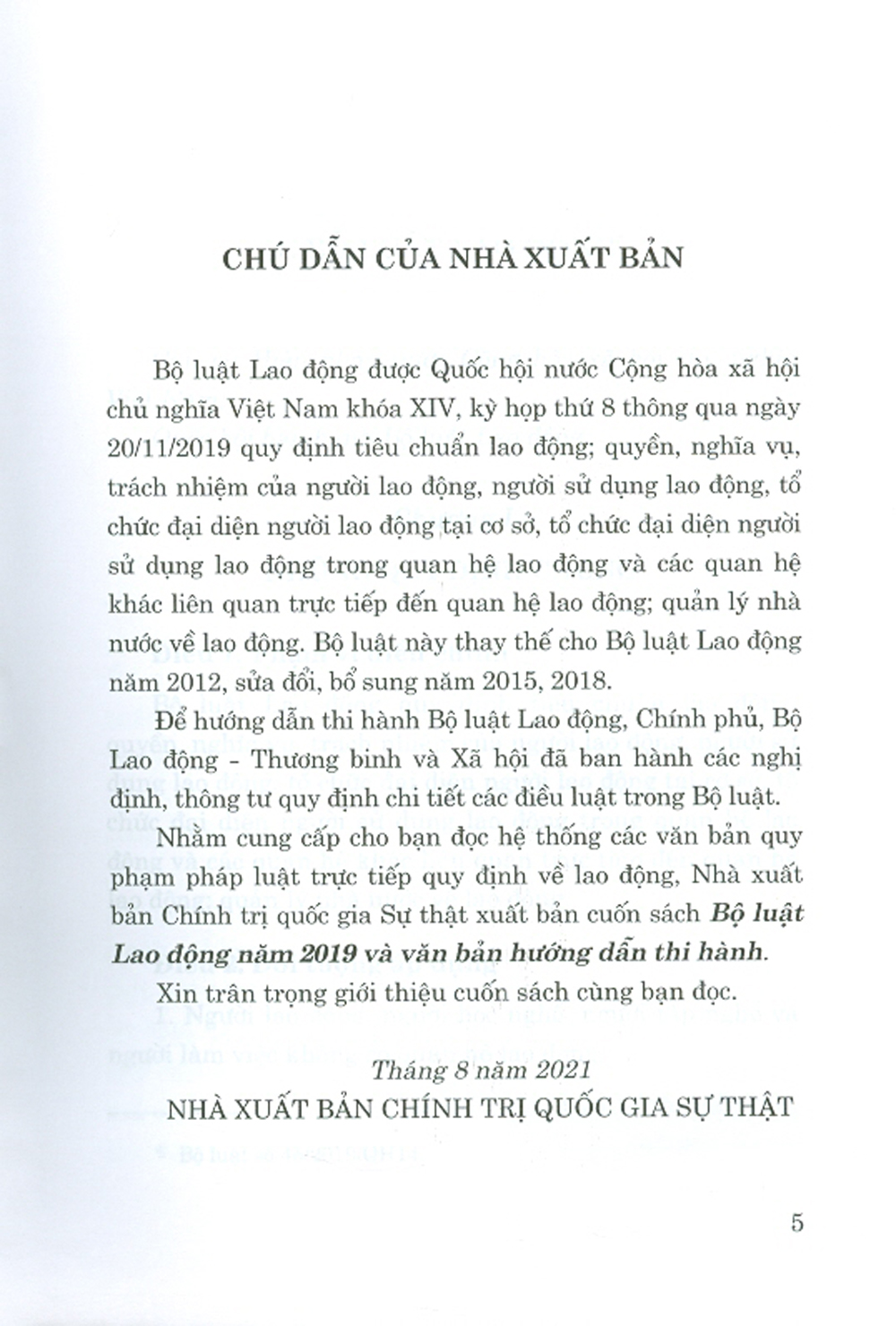 Bộ Luật Lao Động Năm 2019 Và Văn Bản Hướng Dẫn Thi Hành