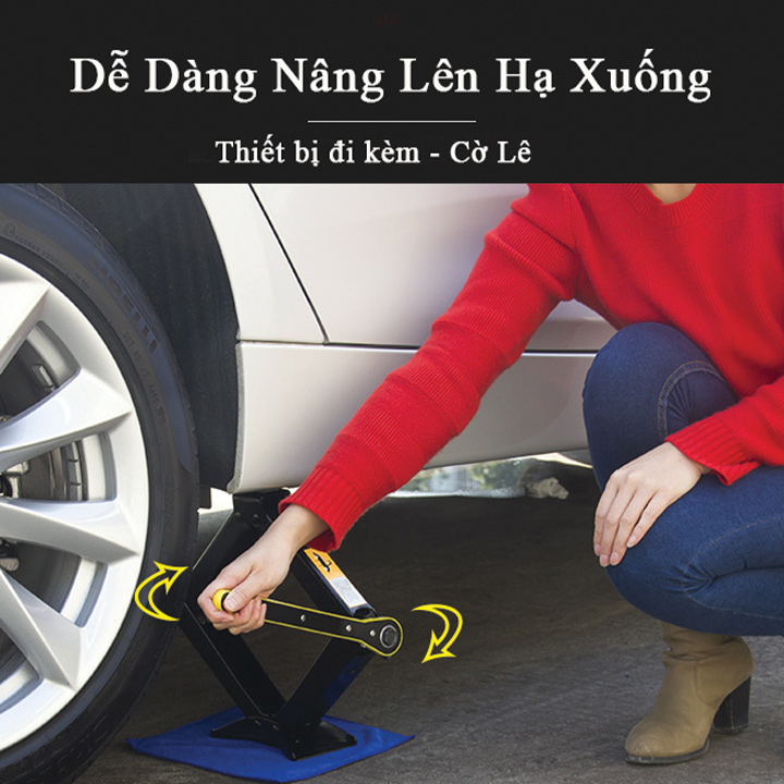 Bộ kích nâng gầm ô tô, xe hơi, SUV 2.5 tấn nhỏ gọn, thay thế lốp xe khẩn cấp mọi nơi (1 cờ lê + 1 kích)