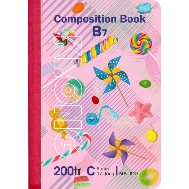 Sổ kẻ ngang may dán gáy Composition book KLONG B7- 200 trang 70/76; MS: 919