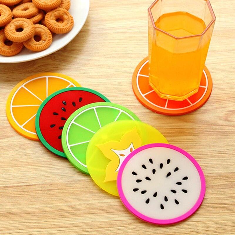 Cute Coaster Fruit Shape Silicone Cup Pad Non Slip Bowl Mat Heat Insulation Cup Pad Coaster Hot Drink Holder Kitchen Placemat