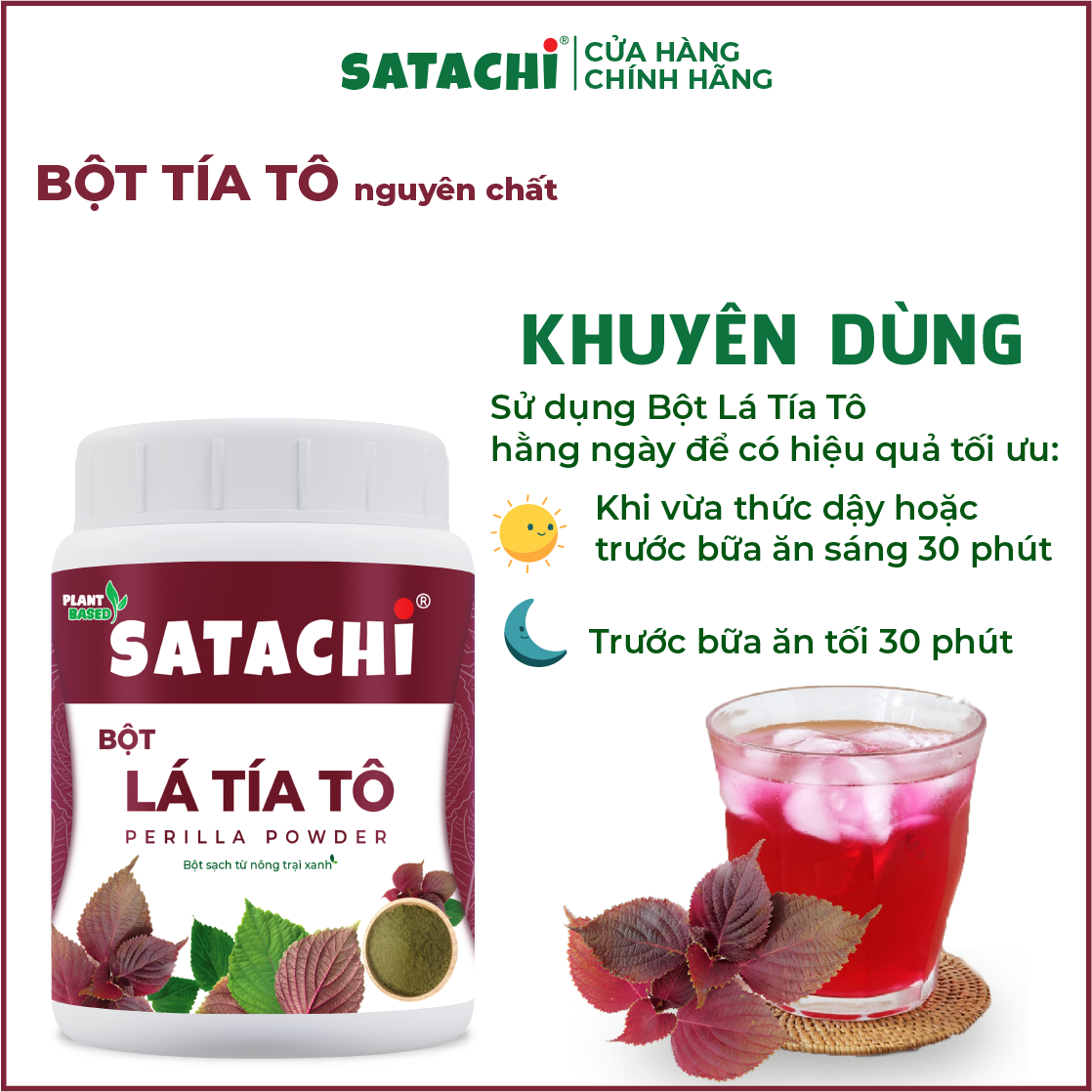 Bột Tía Tô SATACHI nguyên chất. Hỗ trợ gout, rối loạn mỡ máu, giải cảm, đẹp da. Hộp 68g