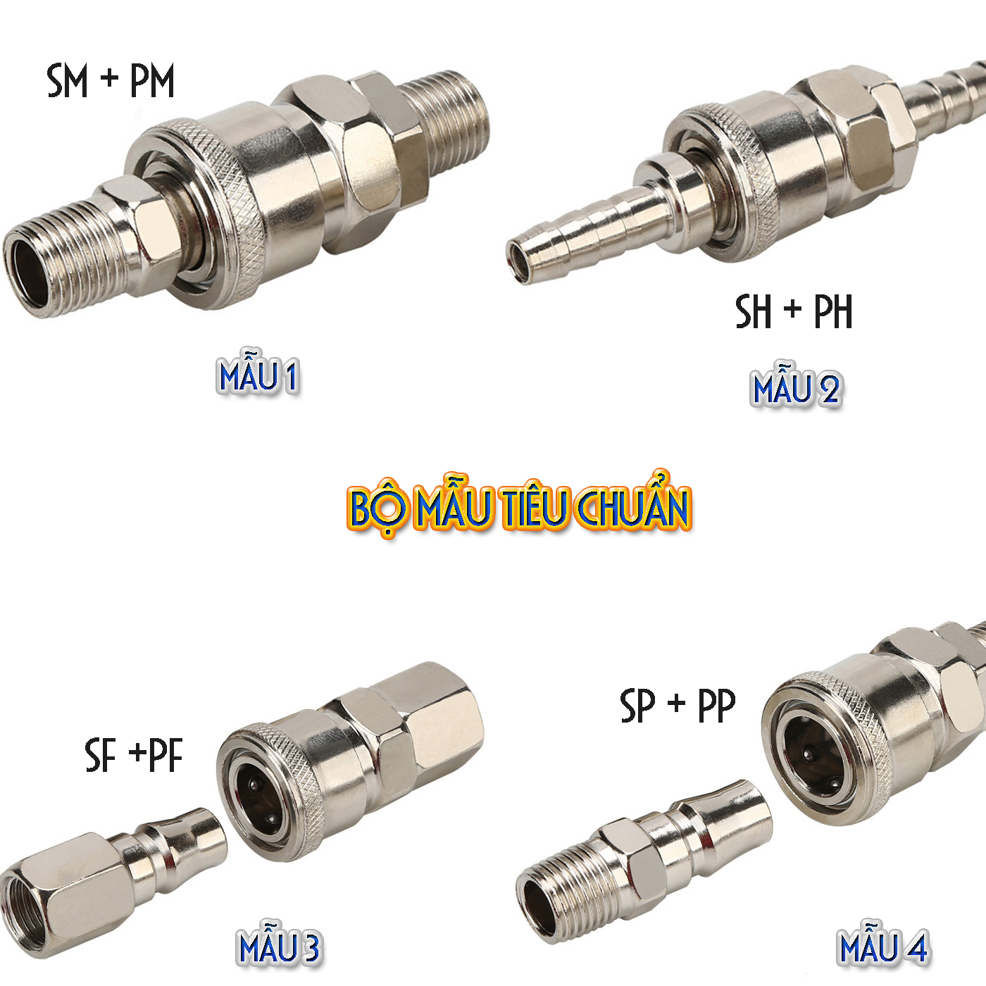 KHỚP NỐI NHANH SH + PH – CÚT NỐI NHANH – CO NỐI HỆ THỐNG KHÍ NÉN, XI LANH, THIẾT BỊ HƠI – MẠ NIKEN - DH2011