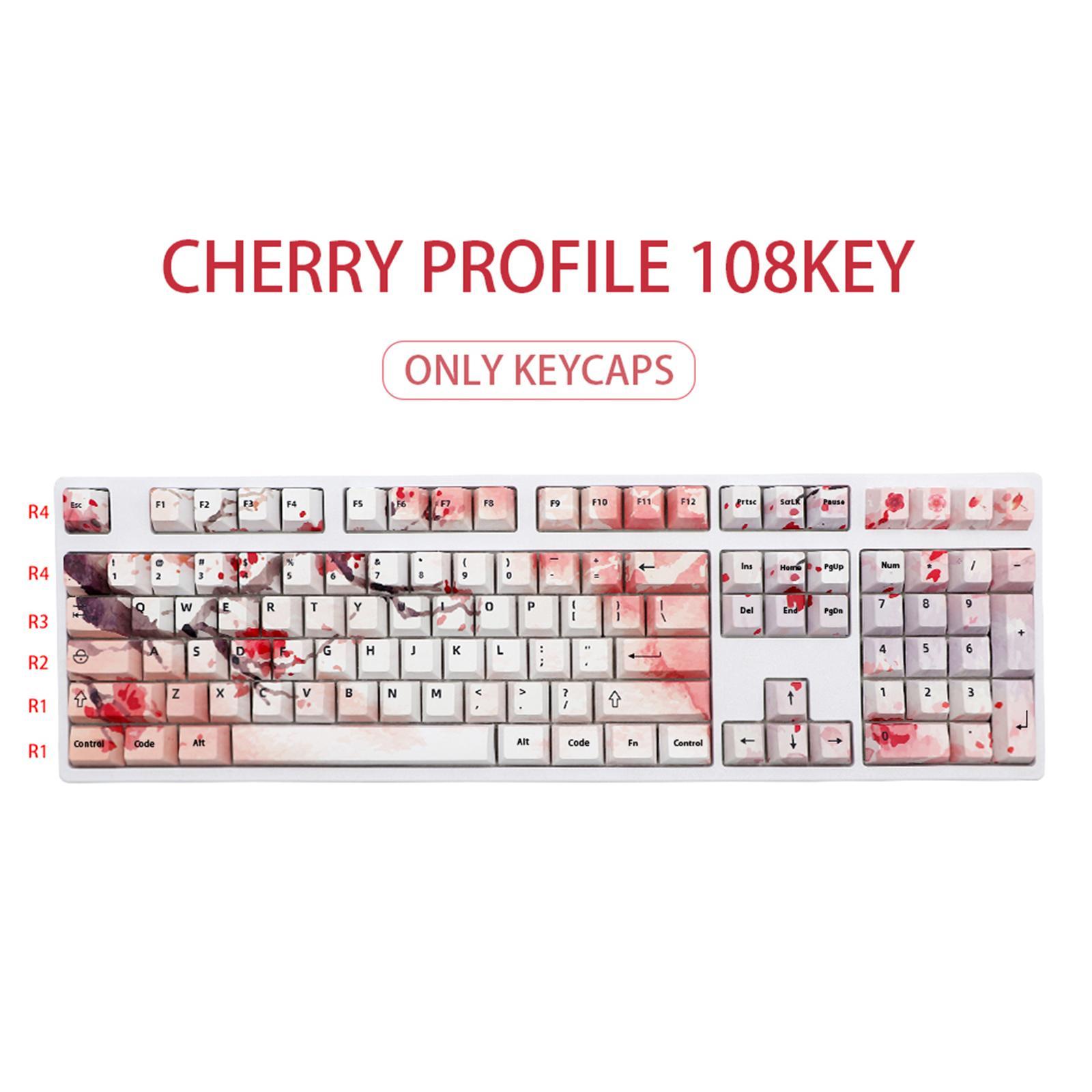 PBT 108 Keys Keycaps Cover, for 61 87 98 Gaming Mechanical Keyboard, Professional, Exquisite Spare Parts, Accessories