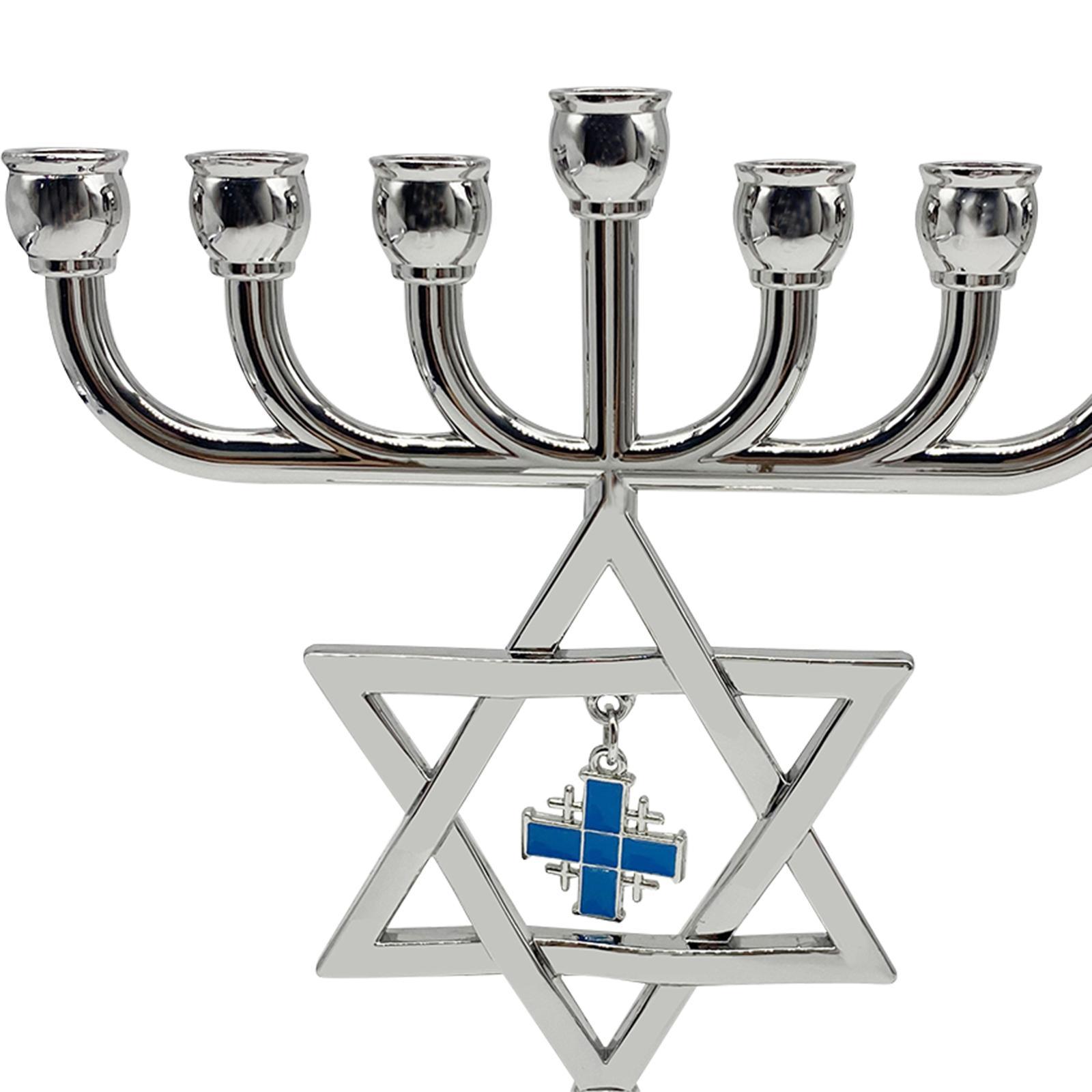 Hanukkah Menorah Candle Holder with star Branches Candlestick Decorations Elegant for Fireplace Mantel Height 17cm Candle Stand