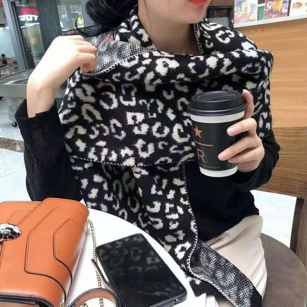 Khăn len cashmere choàng cổ nữ hoạ tiết da báo phong cách Hàn Quốc; K12 - BONMIE