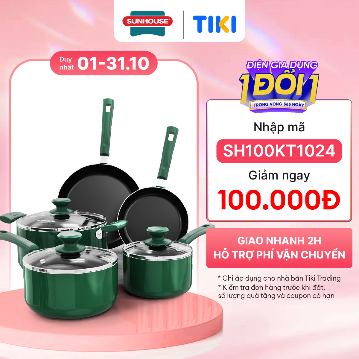 Bô Nôi Chao Chông Dính Sunhouse Cao Cấp Am1101G 8 Món - Tiêu Chuẩn Mỹ 1 Chảo Size 20Cm, 1 Chảo Size 20Cm, 1 Quánh Size 16Cm , 1 Quánh 20Cm , 1 Nồi Size 24Cm , 3 Vung Nồi Các Size 162024Cm
