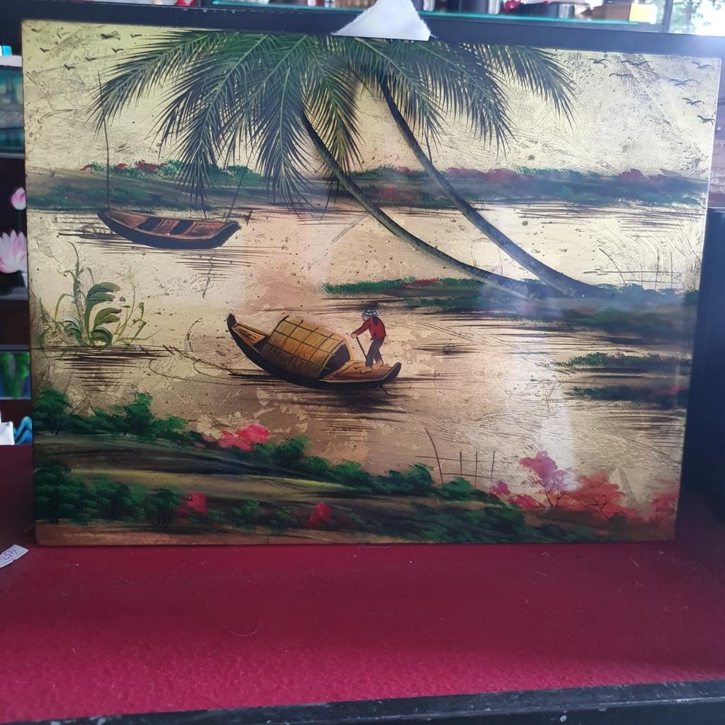 Tranh vẽ vàng sơn mài cao cấp size 30x40 cm treo tường, trang trí nhà cửa, văn phòng, quà tặng tân gia, tặng dịp Lễ, Tết