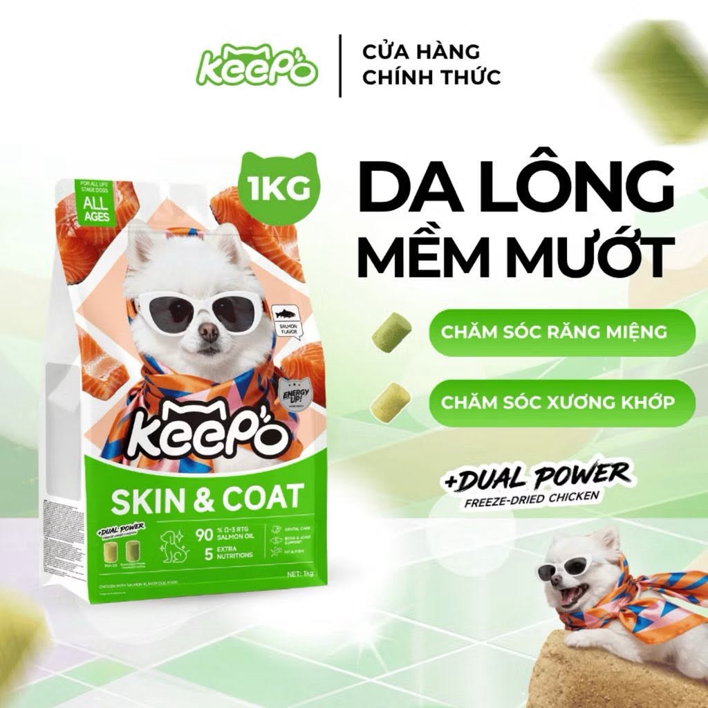 Thức Ăn Cho Chó Mọi Lứa Tuổi Keepo Túi 1Kg – Hạt Cho Chó Mix Thịt Sấy Đông Khô Freeze-Dried