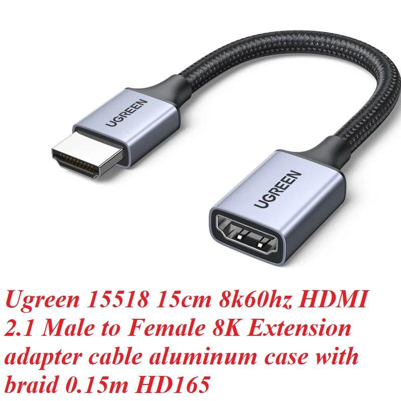 Ugreen UG15518HD165TK 15Cm 8K60Hz 2.1 Cáp nối dài HDMI dây bọc dù - HÀNG CHÍNH HÃNG