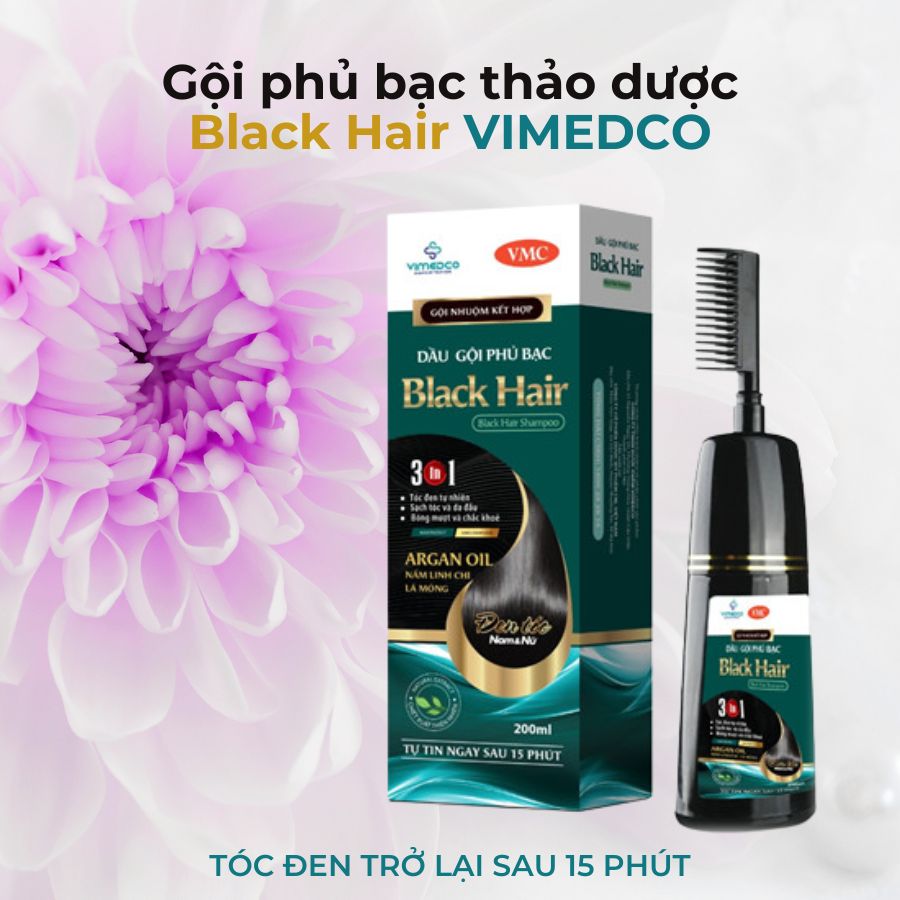 Combo 2 chai dầu gội phủ bạc, gội đen tóc thảo dược VIMEDCO