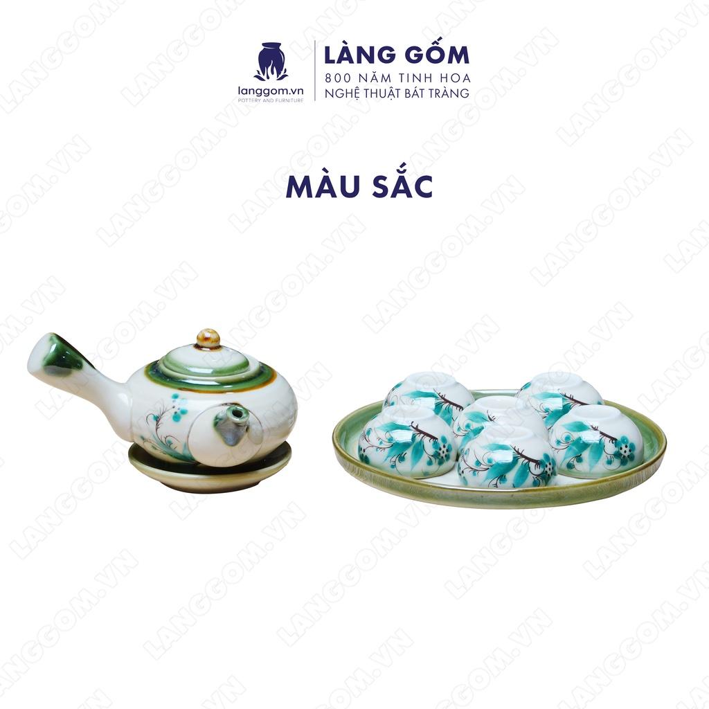 Bộ ấm chén Men hỏa biến chuôi + vẽ tròn - Gốm sứ Bát Tràng - Làng Gốm