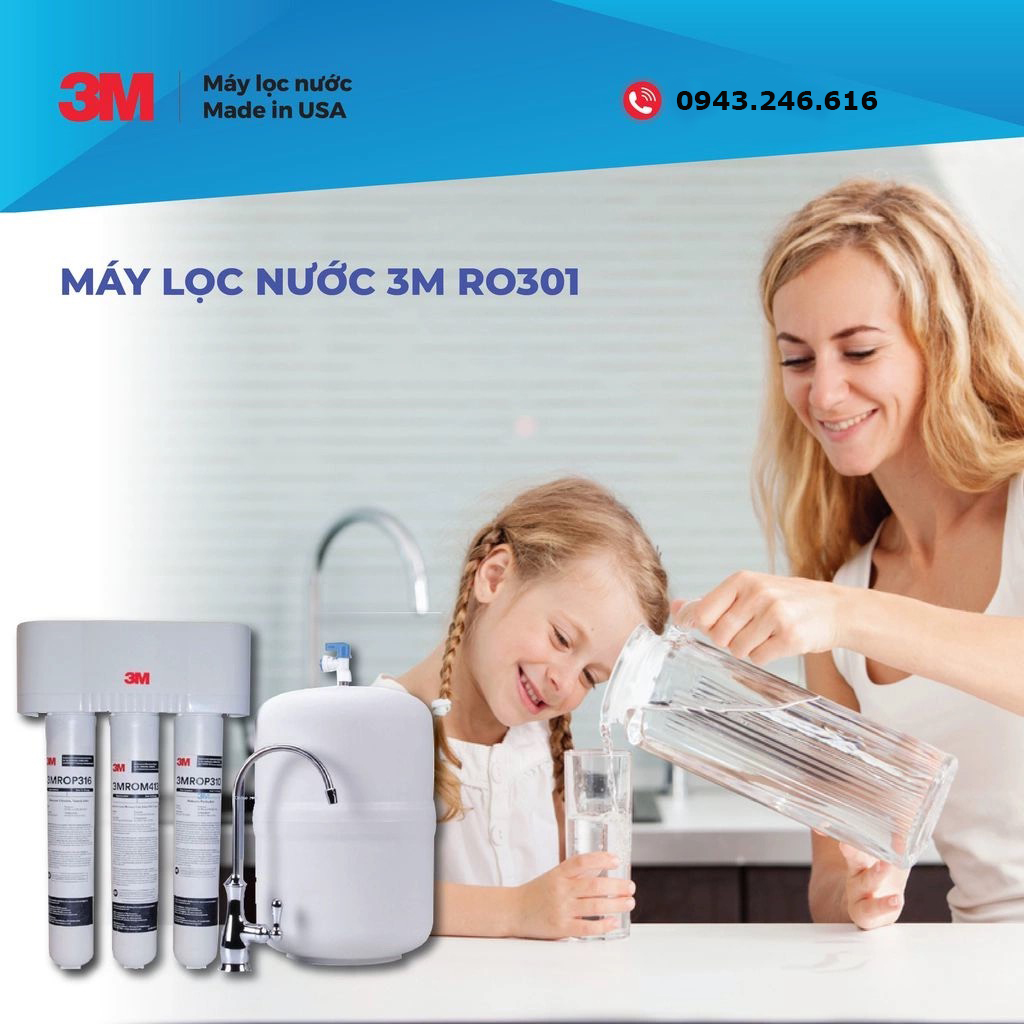 Máy lọc nước 3M RO 301 kèm vòi - Hàng nhập khẩu - Công suất cao, không điện